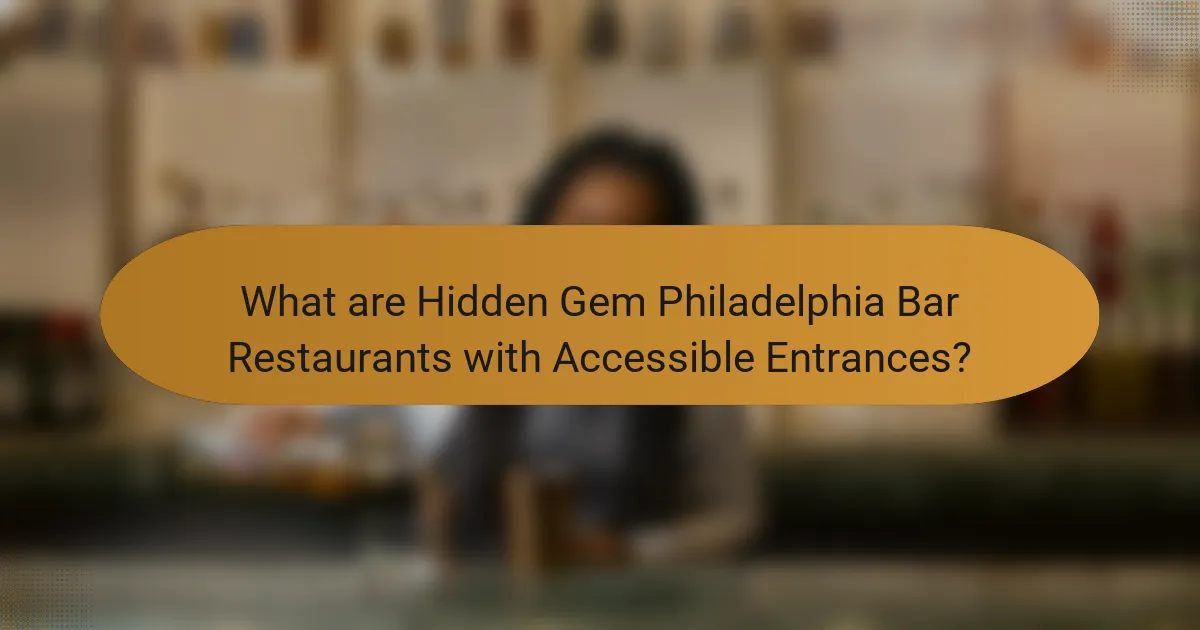 What are Hidden Gem Philadelphia Bar Restaurants with Accessible Entrances?
