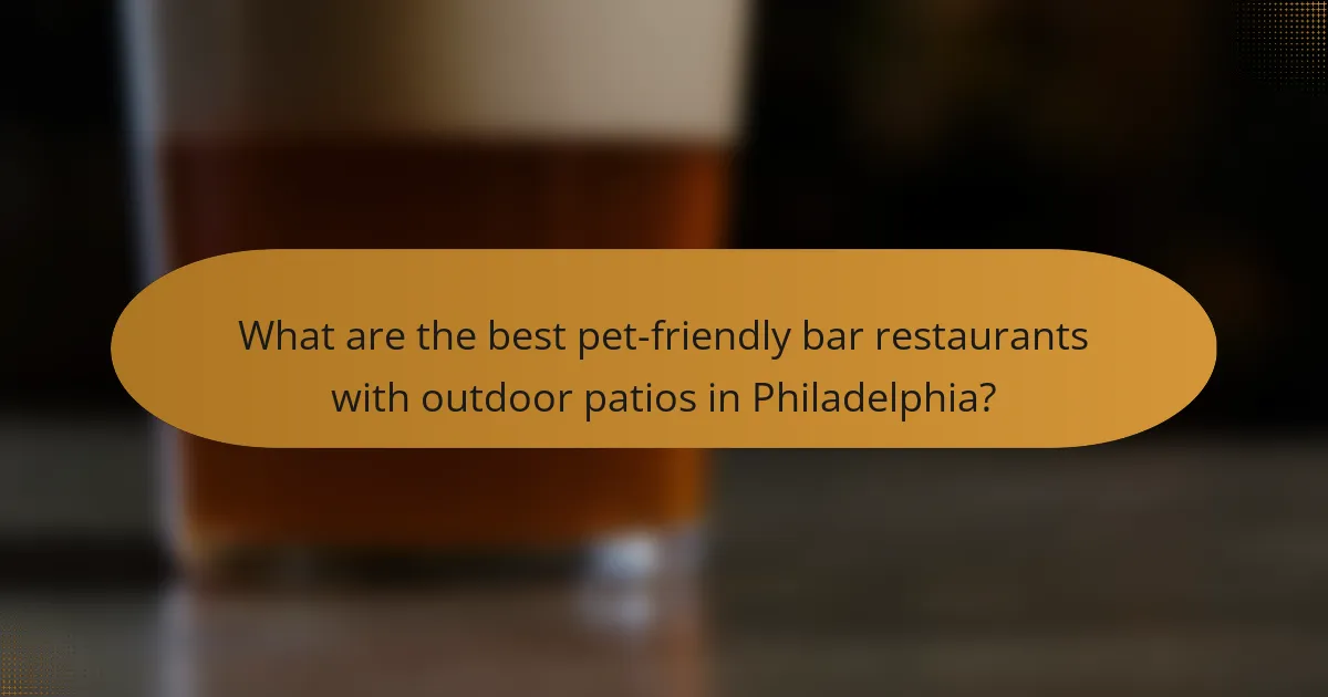 What are the best pet-friendly bar restaurants with outdoor patios in Philadelphia?