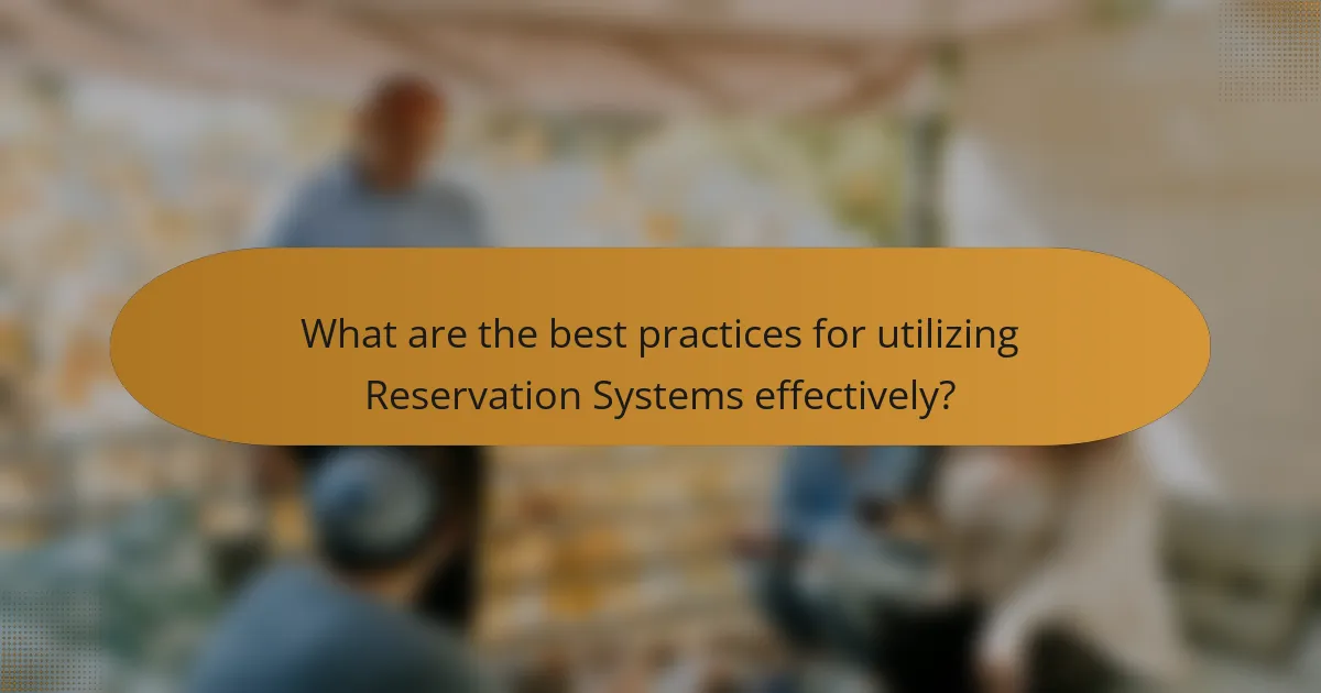 What are the best practices for utilizing Reservation Systems effectively?