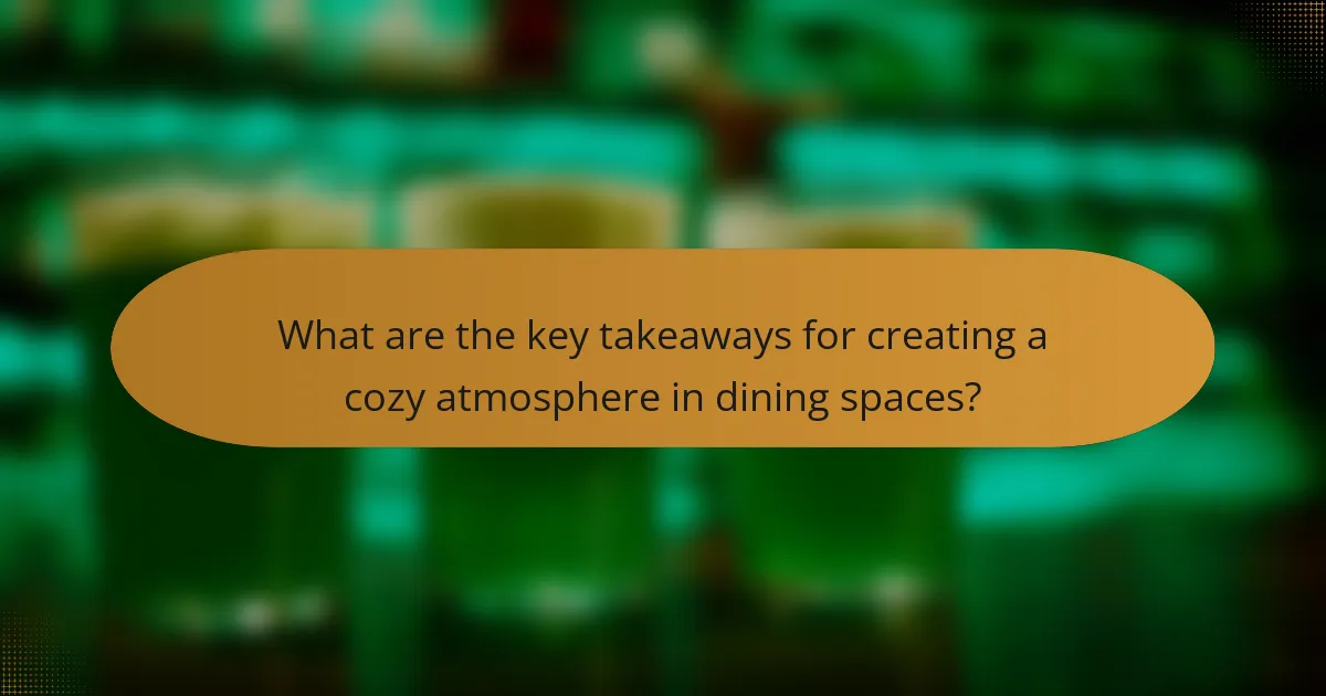 What are the key takeaways for creating a cozy atmosphere in dining spaces?