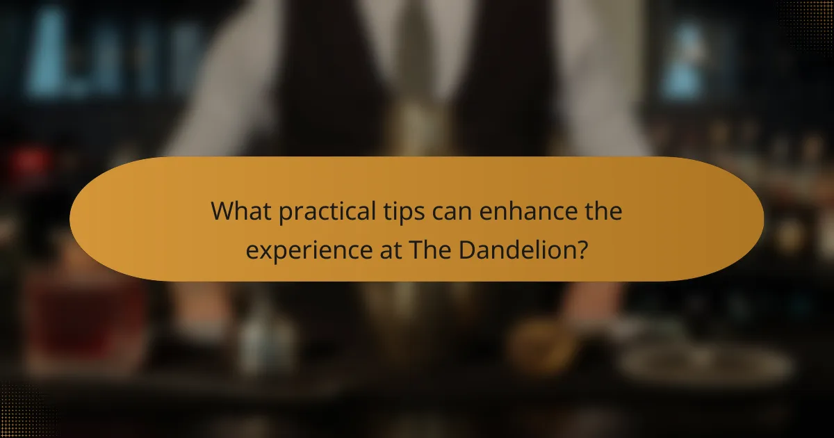 What practical tips can enhance the experience at The Dandelion?